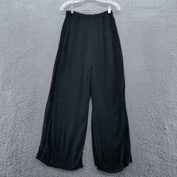 Tadashi Womens‎ Vintage Chiffon Overlay Wide Leg Pants 6 Black Dressy Elegant - Picture 1 of 14
